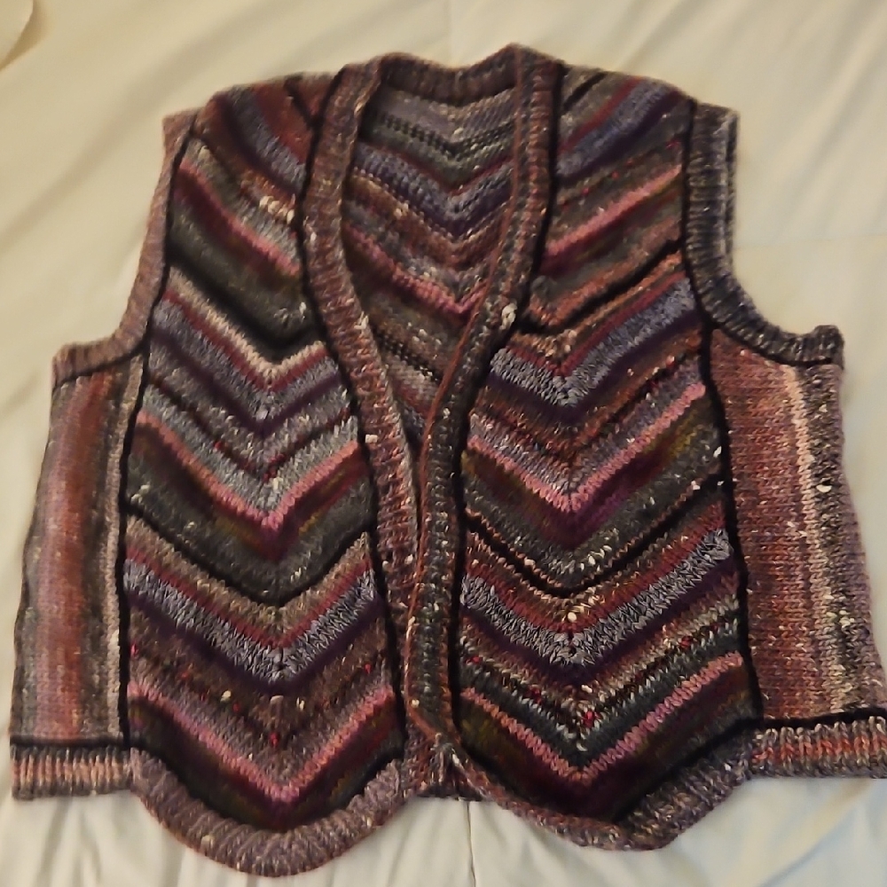 Multicolor Chevron Handknit Sweater Vest